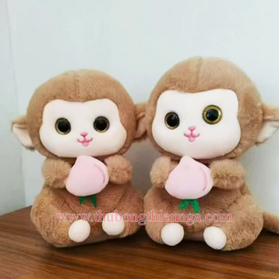 GẤU BÔNG KHỈ ÔM TRÁI ĐÀO 30cm