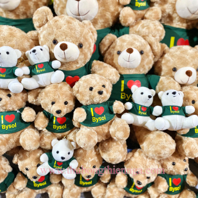 GẤU BÔNG TEDDY LÔNG XOẮN IN LOGO HỢP ĐỒNG